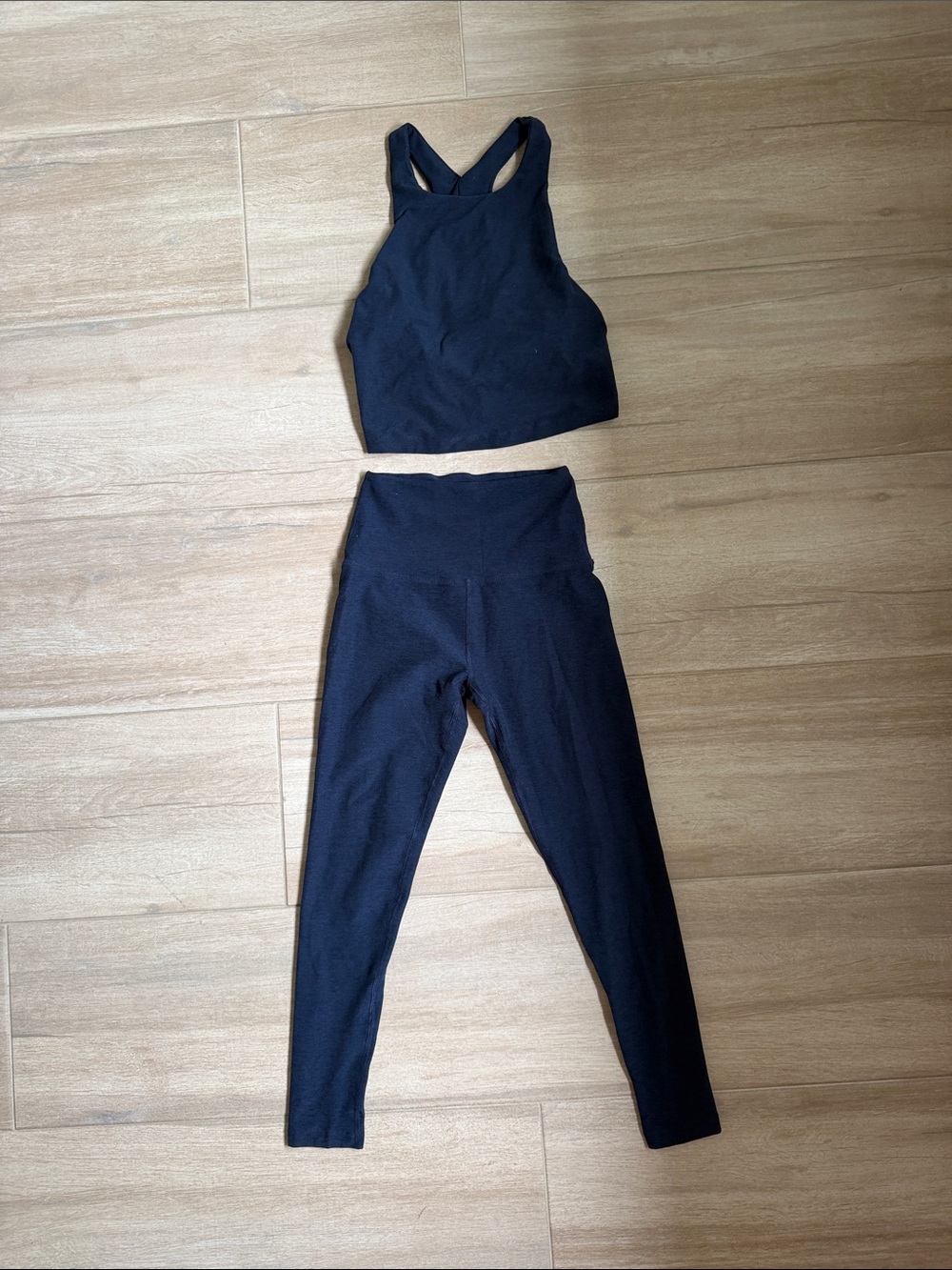 Beyond Yoga Black High-Waist Leggings and Racerback Crop Top Set